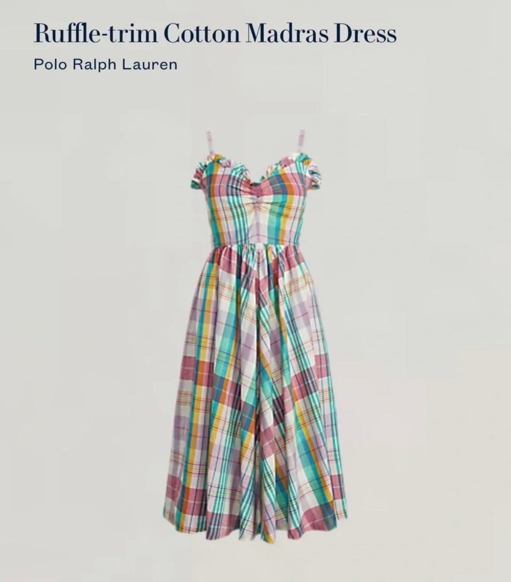 Polo Ralph Lauren Women's 12 Pink Madras Plaid Ruffle Midi Sundress Preppy